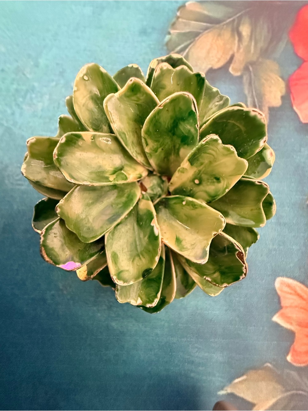 Floral Enamel Green Brooch